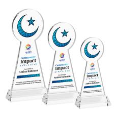 Crescent & Star Full Color Clear on Hartford Base Unique Crystal Award - Full Color Imprint