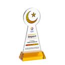 Crescent & Star Full Color Amber on Hartford Base Unique Crystal Award
