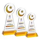 Crescent & Star Full Color Amber on Hartford Base Unique Crystal Award