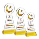 Crescent & Star Full Color Gold on Hartford Base Unique Crystal Award
