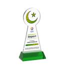 Crescent & Star Full Color Green on Hartford Base Unique Crystal Award