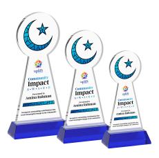 Crescent & Star Full Color Blue on Hartford Base Unique Crystal Award - Full Color Imprint