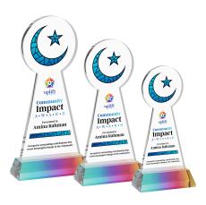 Crescent & Star Full Color Prismatic on Hartford Base Unique Crystal Award - Full Color Imprint