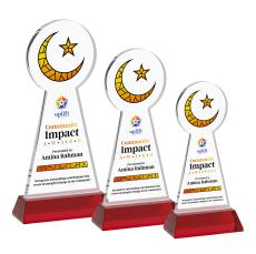 Crescent & Star Full Color Red on Hartford Base Unique Crystal Award - Full Color Imprint