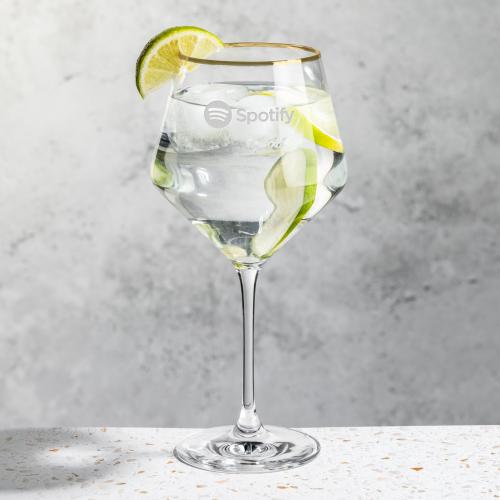 Corporate Gifts - Barware - Double Old Fashion - Tucson Gold Rim Gin & Tonic - Deep Etch