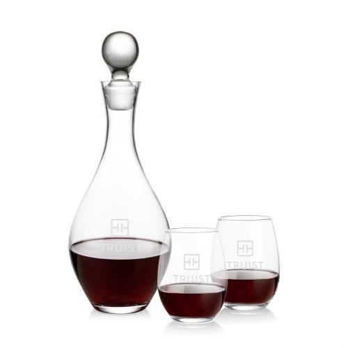 Corporate Gifts - Barware - Gift Sets - Briarwood Decanter & Stanford Stemless Wine Set