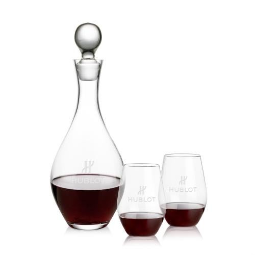 Corporate Gifts - Barware - Gift Sets - Briarwood Decanter & Vale Stemless Wine Set