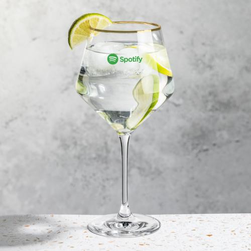Corporate Gifts - Barware - Double Old Fashion - Tucson Gold Rim Gin & Tonic - Imprinted