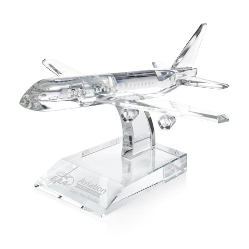 Awards and Trophies - Crystal Awards - Airplane Unique Crystal Award