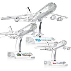 Airplane Full Color Unique Crystal Award - Full Color Imprint
