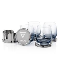 Baldoni Coasters & Soudan Smoke Stemless Wine Set - Barware