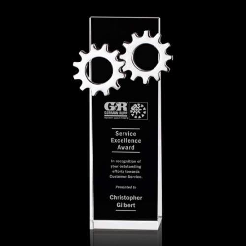 Awards and Trophies - Crystal Awards - Ricarda Gear Rectangle Crystal Award
