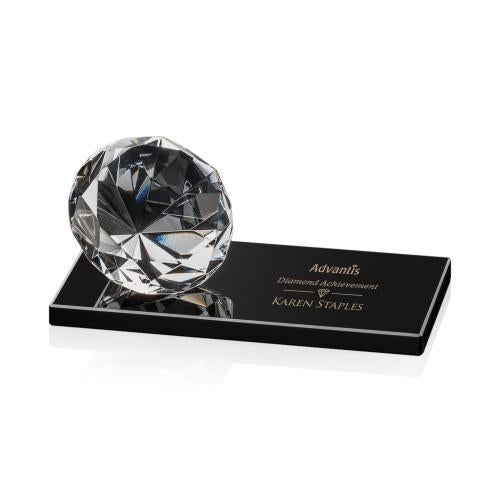 Awards and Trophies - Crystal Awards - Gemstone Diamond on Black Crystal Award