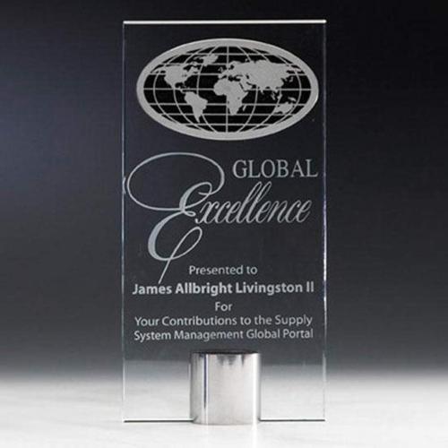 Awards and Trophies - Crystal Awards - Global Splendor Rectangle Metal Award