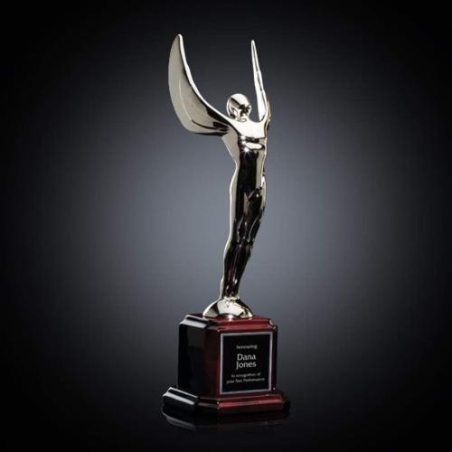 Awards and Trophies - Unique Awards - Winged Achievement Metal on Rosewood Award