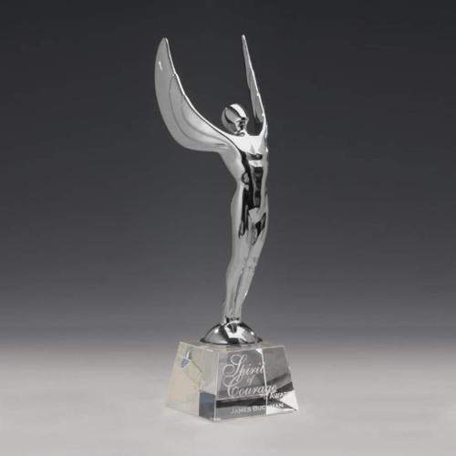 Awards and Trophies - Crystal Awards - Winged Achievement Crystal on Optical Award