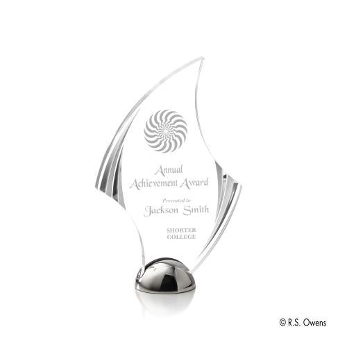 Awards and Trophies - Acrylic Awards - Flourish Hemisphere Laser Engraved Flame Acrylic Award