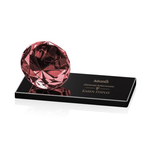 Awards and Trophies - Crystal Awards - Gemstone Ruby on Black Crystal Award