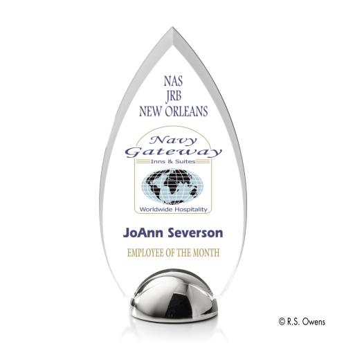 Awards and Trophies - Acrylic Awards - Contour Hemisphere Full Color Tear Drop Acrylic Award