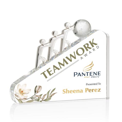 Awards and Trophies - Crystal Awards - Synergy Full Color Globe Crystal Award