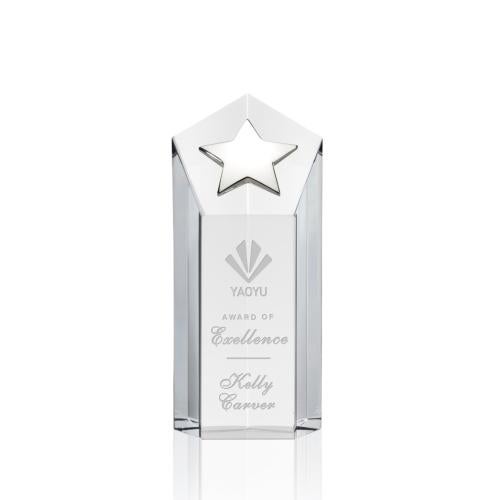 Awards and Trophies - Crystal Awards - Dorchester Silver Star Clear Towers Crystal Award