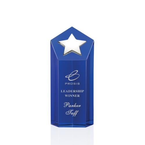 Awards and Trophies - Crystal Awards - Dorchester Silver Star Blue Towers Crystal Award