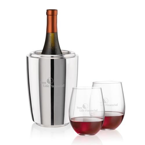 Corporate Gifts - Barware - Wine Accessories - Wine Coolers - Pescara Wine Cooler & Redmond Stemless Wine Set