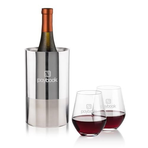 Corporate Gifts - Barware - Gift Sets - Catania Wine Cooler & Reina Stemless Wine Set