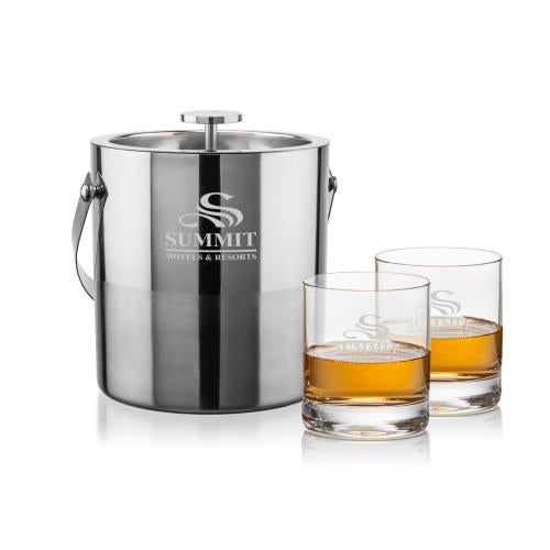 Corporate Gifts - Barware - Gift Sets - Catania Ice Bucket & Dresden On-the-Rocks Set