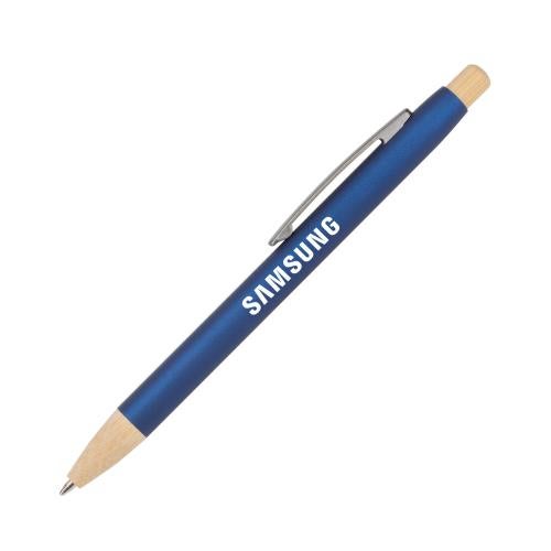Promotional Products - Writing Instruments - Metal Pens - Charon Aluminum Ballpoint Pen w/Bamboo Clicker & Tip
