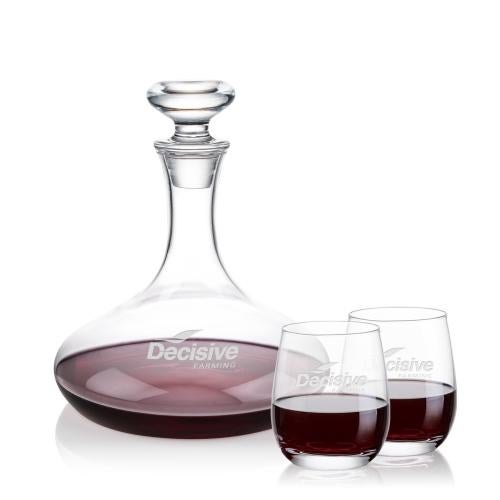 Corporate Gifts - Barware - Carafes - Elliston Decanter & Salem Stemless Wine Set