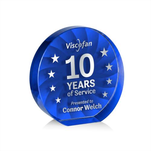 Awards and Trophies - Crystal Awards - Apollo Blue Circle Crystal Award