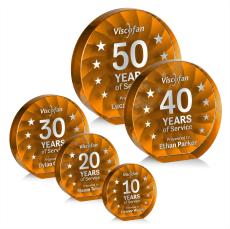 Apollo Orange Circle Crystal Award - Crystal Awards