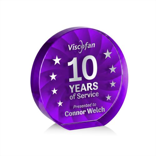 Awards and Trophies - Crystal Awards - Apollo Purple Circle Crystal Award