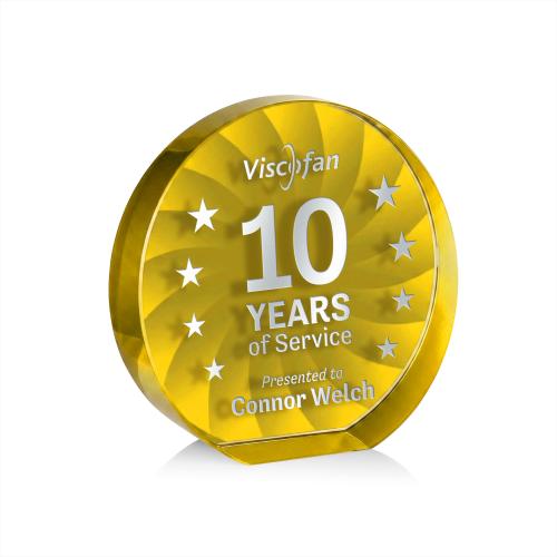 Awards and Trophies - Crystal Awards - Apollo Yellow Circle Crystal Award
