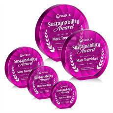 Apollo Full Color Pink Circle Crystal Award - Crystal Awards