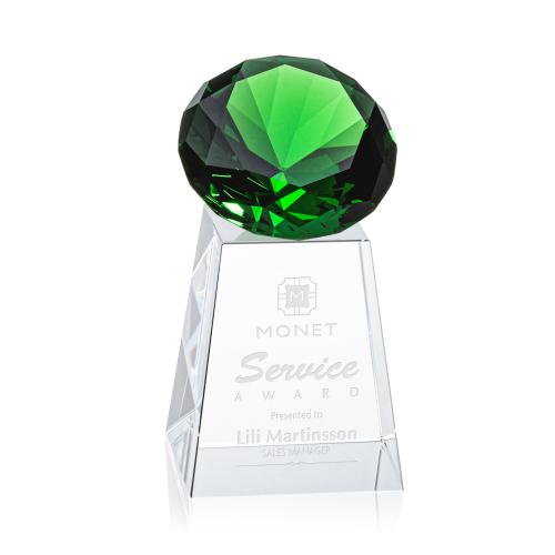 Awards and Trophies - Crystal Awards - Celestina Gemstone Emerald Crystal Award