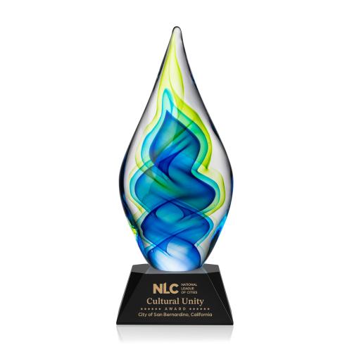 Awards and Trophies - Crystal Awards - Glass Awards - Sunnidale Tear Drop on Sheffield Black Glass Award