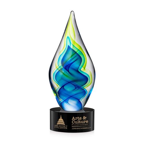 Awards and Trophies - Crystal Awards - Glass Awards - Sunnidale Tear Drop on Marvel Black Glass Award