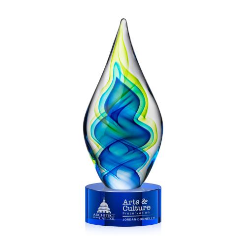 Awards and Trophies - Crystal Awards - Glass Awards - Sunnidale Tear Drop on Marvel Blue Glass Award