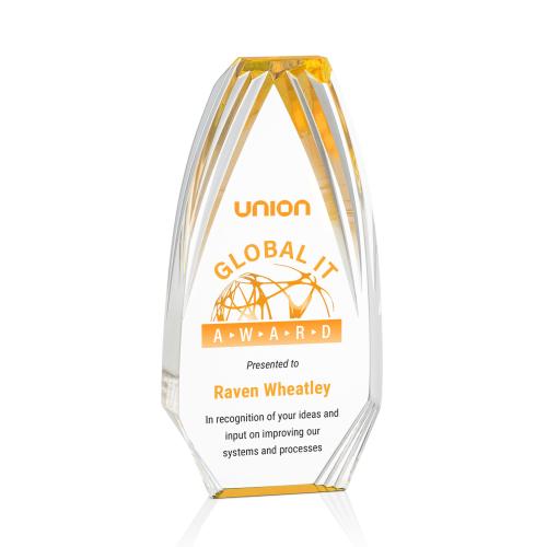 Awards and Trophies - Acrylic Awards - Lantana Full Color Gold Polygon Acrylic Award