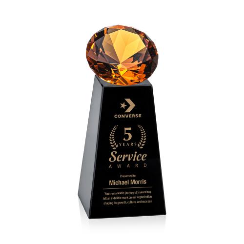 Awards and Trophies - Crystal Awards - Novita Black/Amber Crystal Award