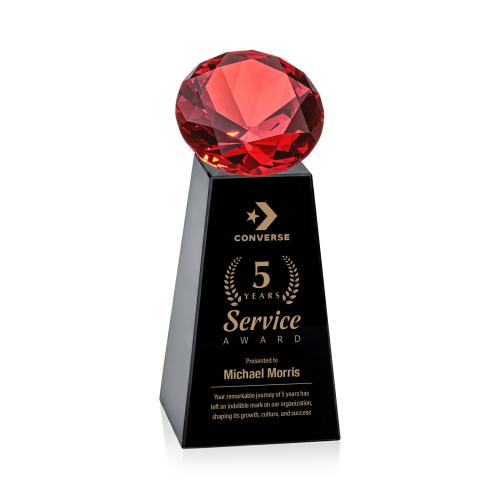 Awards and Trophies - Crystal Awards - Novita Black/Ruby Crystal Award