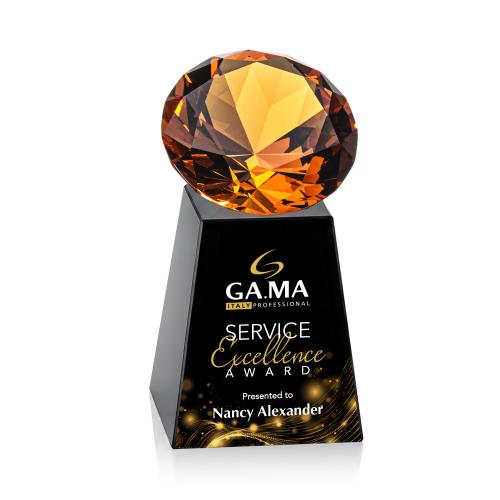 Awards and Trophies - Crystal Awards - Celestina Full Color Black/Amber Crystal Award