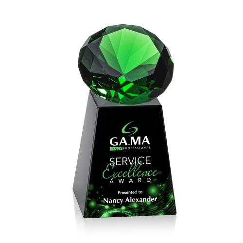 Awards and Trophies - Crystal Awards - Celestina Full Color Black/Emerald Crystal Award
