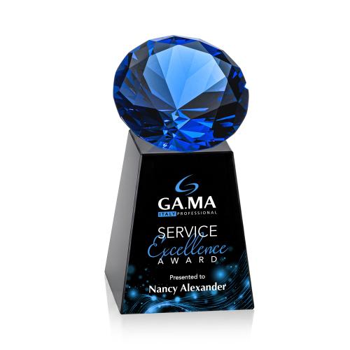 Awards and Trophies - Crystal Awards - Celestina Full Color Black/Sapphire Crystal Award