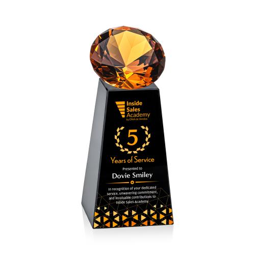 Awards and Trophies - Crystal Awards - Novita Full Color Black/Amber Crystal Award