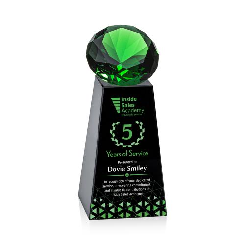 Awards and Trophies - Crystal Awards - Novita Full Color Black/Emerald Crystal Award