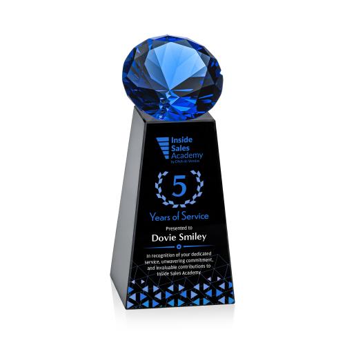 Awards and Trophies - Crystal Awards - Novita Full Color Black/Sapphire Crystal Award