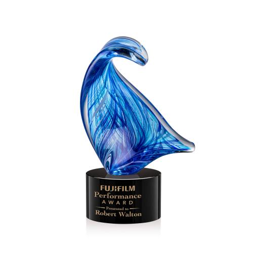Awards and Trophies - Crystal Awards - Glass Awards - Art Glass Awards - Laguna Unique on Marvel Black Glass Award